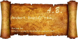 Andert Boglárka névjegykártya